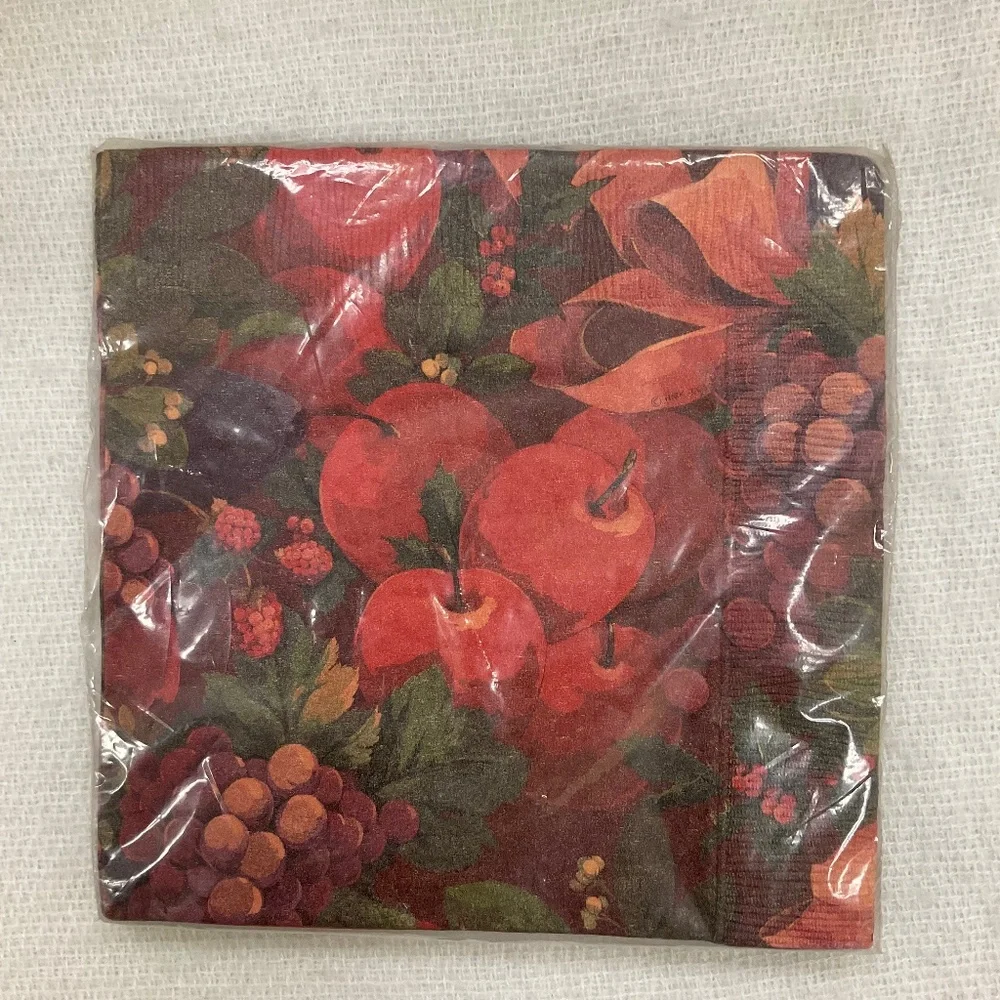 Autumn 2-Ply Paper Napkins Pk of 16 Apples Grapes Berries Hallmark Party Express